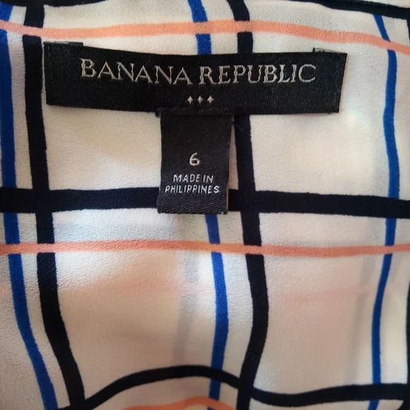 🛍️ BUNDLE ONLY🛍️Banana Republic Ivory and Navy Plaid Midi Dress - Picture 6 of 8